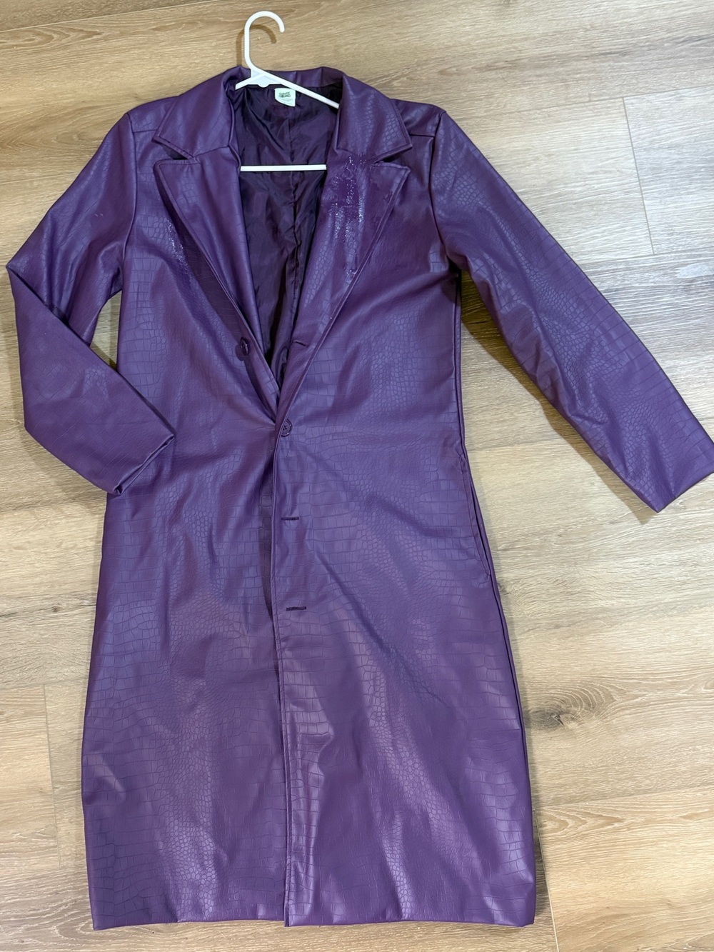 Suicide Squad the Joker Purple Faux Leather Long Coat -